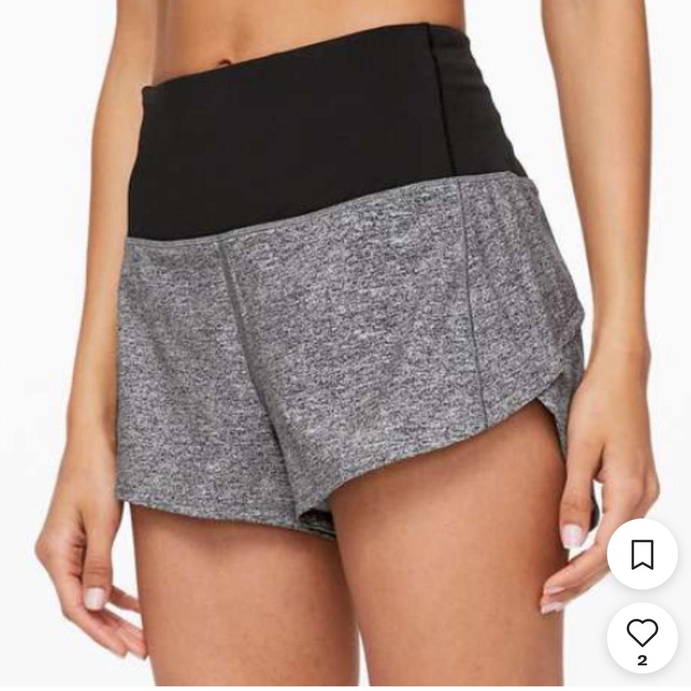 Lululemon grey speed up shorts 2.5 size 6 tall